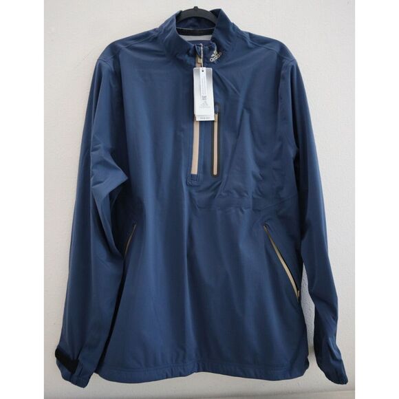 Adidas HN4129 Men's Sz XL Crew Navy Blue RAIN.RDY 1/2 Zip Golf Rain Jacket - Picture 1 of 10